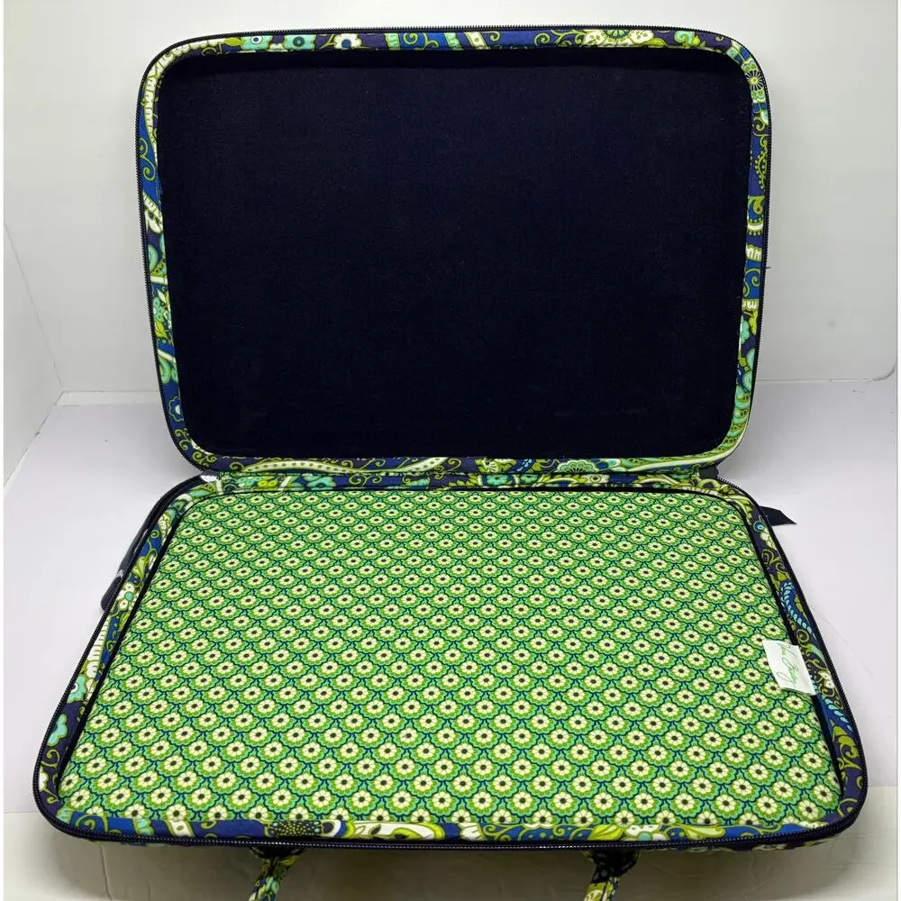 Vera Bradley Hard Shell Laptop Case 17” x 12” Rhythm & Blues Shoulder Strap